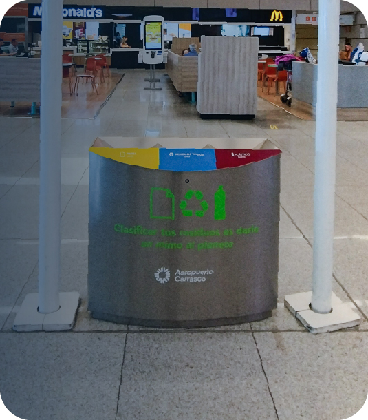 Containers divided by type of waste